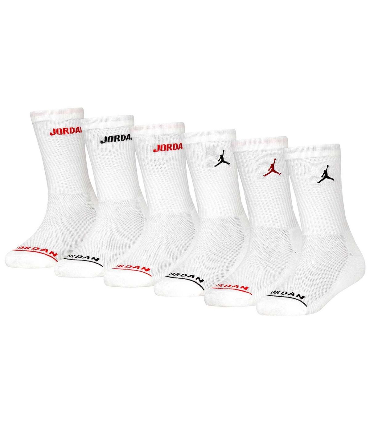Calcetines Jordan Legend Crew paquete de 6 pares, diseño deportivo de corte alto para máxima comodidad y durabilidad.