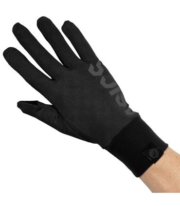 Guantes Asics Basic negros para running, tejido técnico cortavientos y transpirable para correr en invierno.
