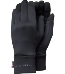 Guantes Trekmates Strath Glove negros de Polartec Power Stretch, diseño ajustado y flexible.