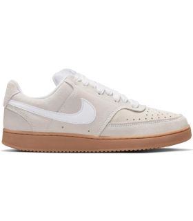 Zapatillas Nike Court Vision Low Beige para mujer, estilo retro de baloncesto en piel con suela de goma.