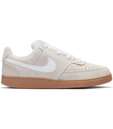Zapatillas Nike Court Vision Low Beige para mujer, estilo retro de baloncesto en piel con suela de goma.