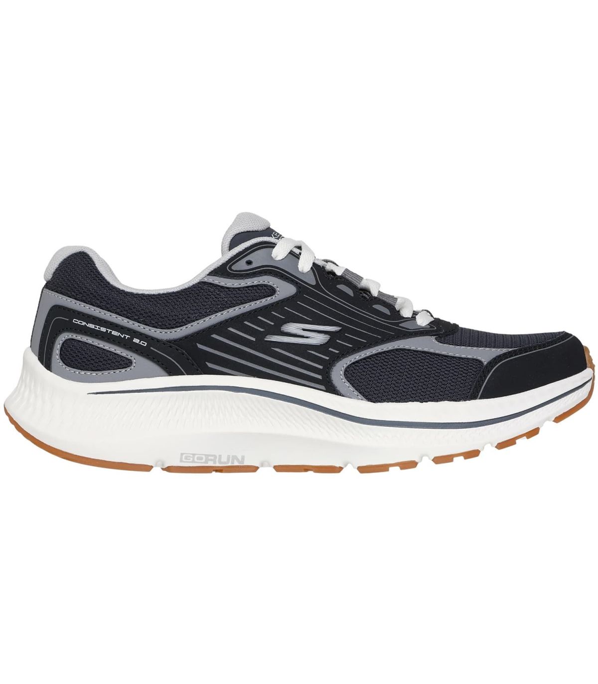 Zapatillas Skechers Go Run Consistent 2.0 Negro para hombre con malla transpirable y amortiguación reactiva.