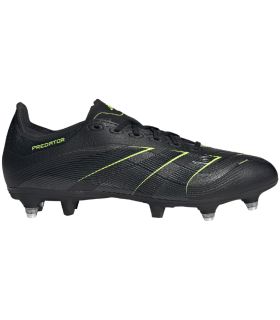 Botas de fútbol Adidas Predator League SG negras con tacos metálicos para césped natural húmedo y control de balón.