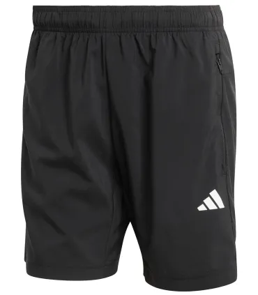 Pantalón corto técnico Adidas Essentials Base negro de hombre, ligero y transpirable para running y gimnasio.
