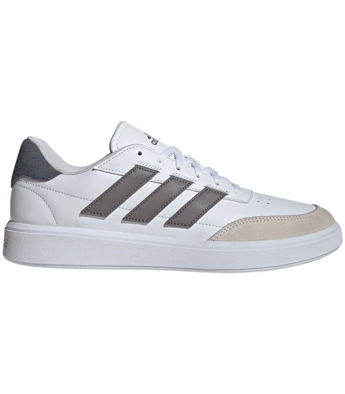 Zapatillas blancas Adidas Courtblock 09 para hombre, estilo casual minimalista con suela de goma resistente.