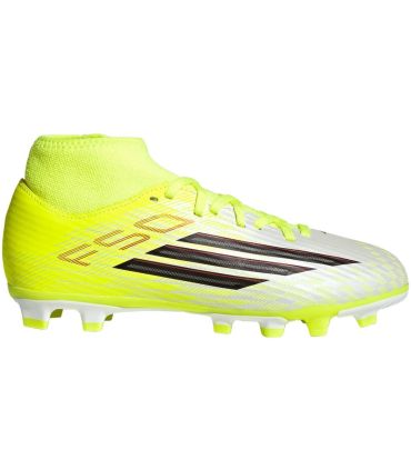 Adidas F50 Club Mid Fg/Mg Junior | Media Caña y Empeine Fiberskin Flúor