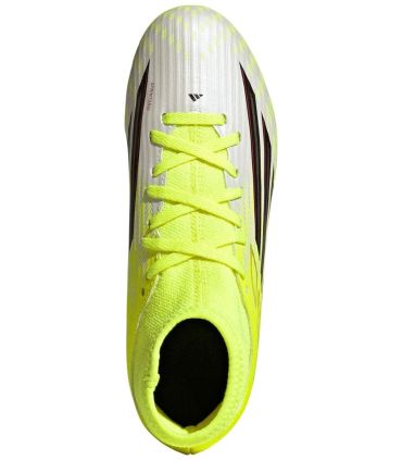 Adidas F50 Club Mid Fg/Mg Junior | Media Caña y Empeine Fiberskin Flúor