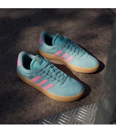 Adidas VL Court 3.0 18 Mujer | Ante verde y franjas rosas
