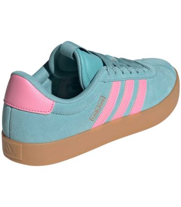 Adidas VL Court 3.0 18 Mujer | Ante verde y franjas rosas
