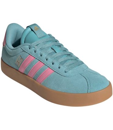 Adidas VL Court 3.0 18 Mujer | Ante verde y franjas rosas