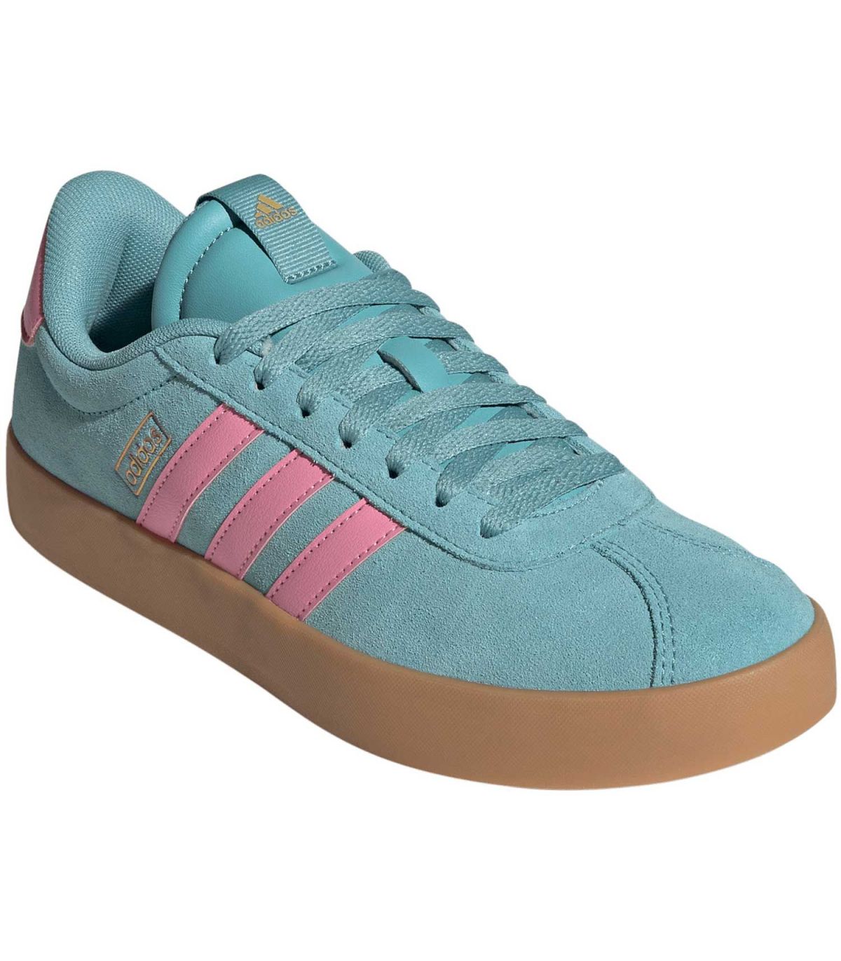 Adidas VL Court 3.0 18 Mujer | Ante verde y franjas rosas