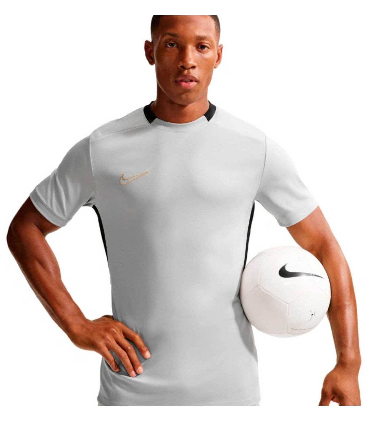 Nike Camiseta Academy Gris | Paneles laterales y cuello contraste