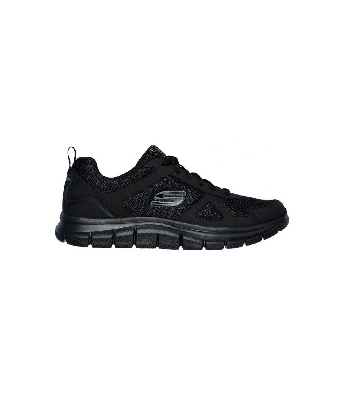 Zapatilla Skechers Burns Agoura negra para hombre, calzado deportivo ligero con amortiguación y ajuste ergonómico.