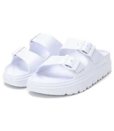 XTI Sandalia 14255007 Blanco Mujer | Doble hebilla y plataforma