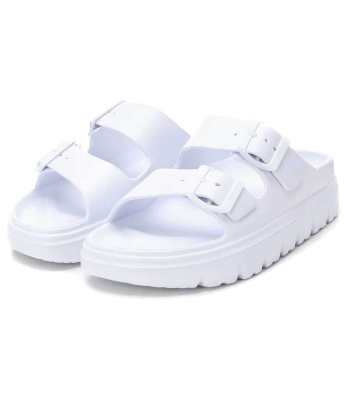 XTI Sandalia 14255007 Blanco Mujer | Doble hebilla y plataforma