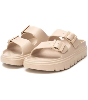 XTI Sandalia 14255008 Beige Mujer | Hebillas dobles y piso dentado