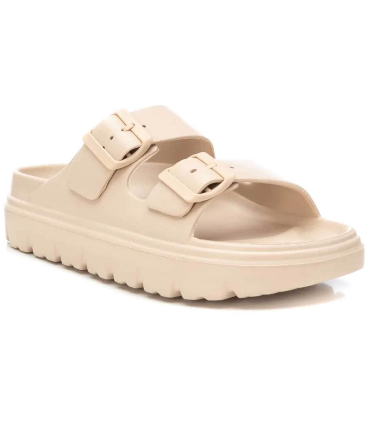 XTI Sandalia 14255008 Beige Mujer | Hebillas dobles y piso dentado