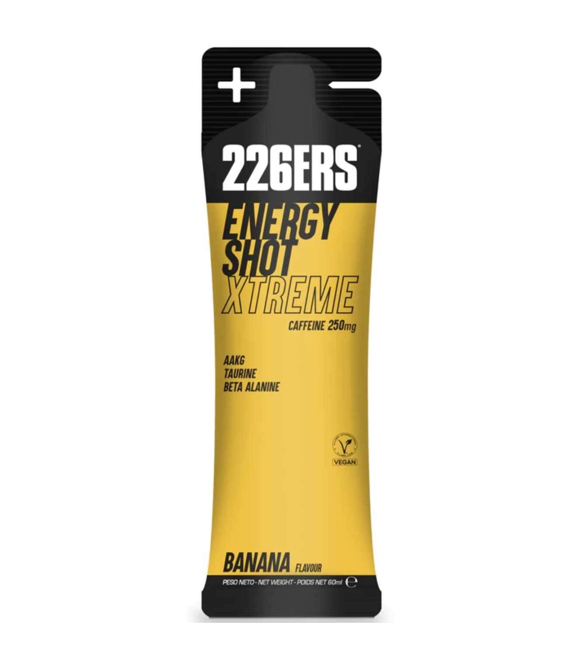 226ERS Energy Shot Xtreme Cafeína 250mg sabor plátano vial líquido para energía y rendimiento deportivo.