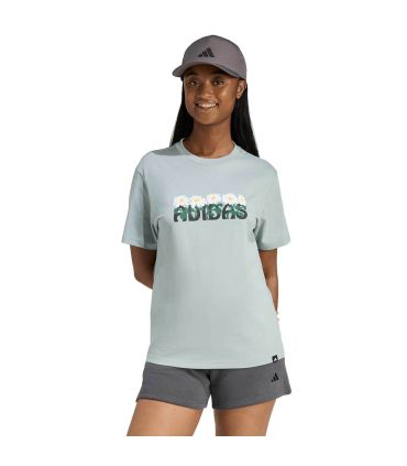 Adidas Camiseta Soft Side Mujer | Ilustración margaritas menta