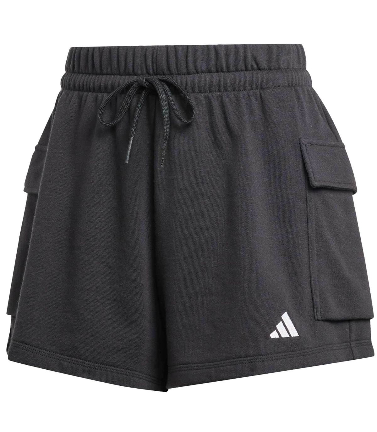 Pantalones cortos Adidas Sl French Terry Sho mujer negros de felpa suave y diseño deportivo.