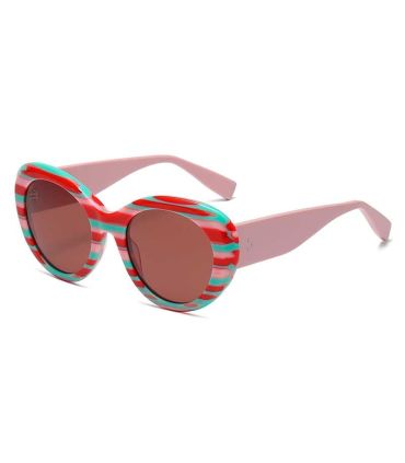 Gafas de sol polarizadas Ocean Palombaggia con montura floral rosa y lentes púrpuras para deporte al aire libre.