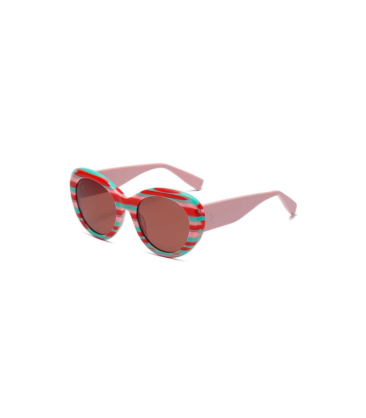 Gafas de sol polarizadas Ocean Palombaggia con montura floral rosa y lentes púrpuras para deporte al aire libre.