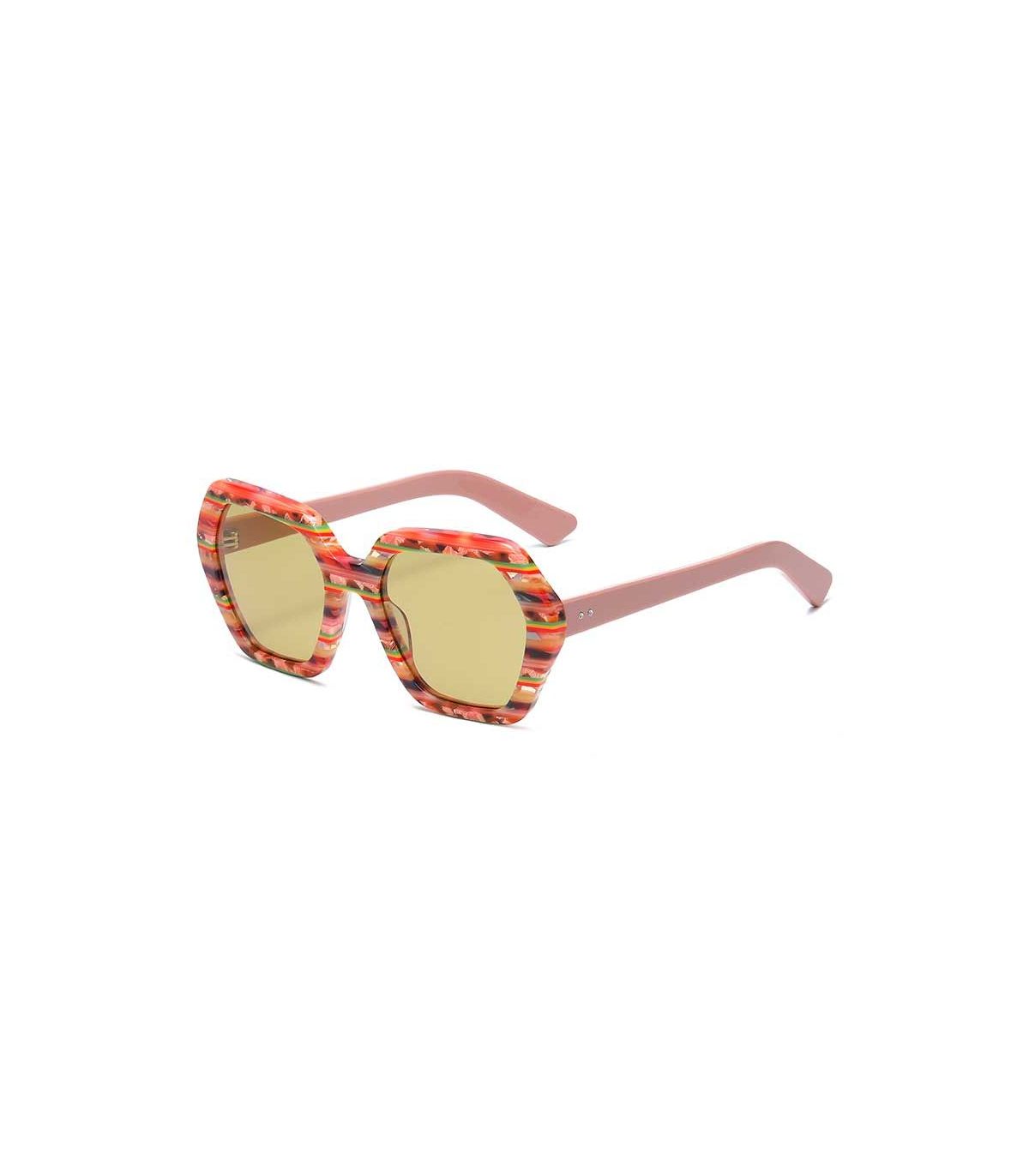 Gafas de sol polarizadas Ocean Santa Giulia con montura rosa floral y lentes amarillas.