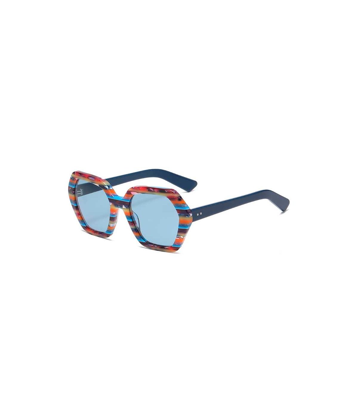 Gafas de sol polarizadas Ocean Santa Giulia con montura floral azul y lentes azules.