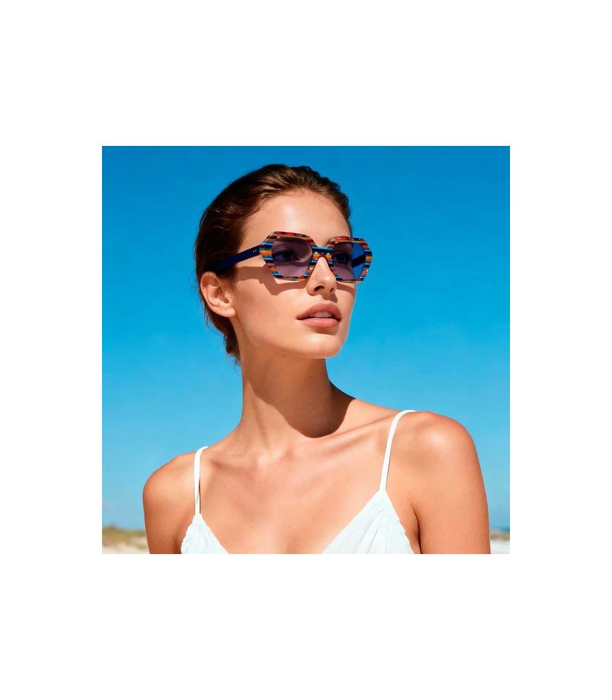 Ocean Gafas de Sol Polarizadas Santa Giulia Floral Blue / Blue | Montura hexagonal multicolor