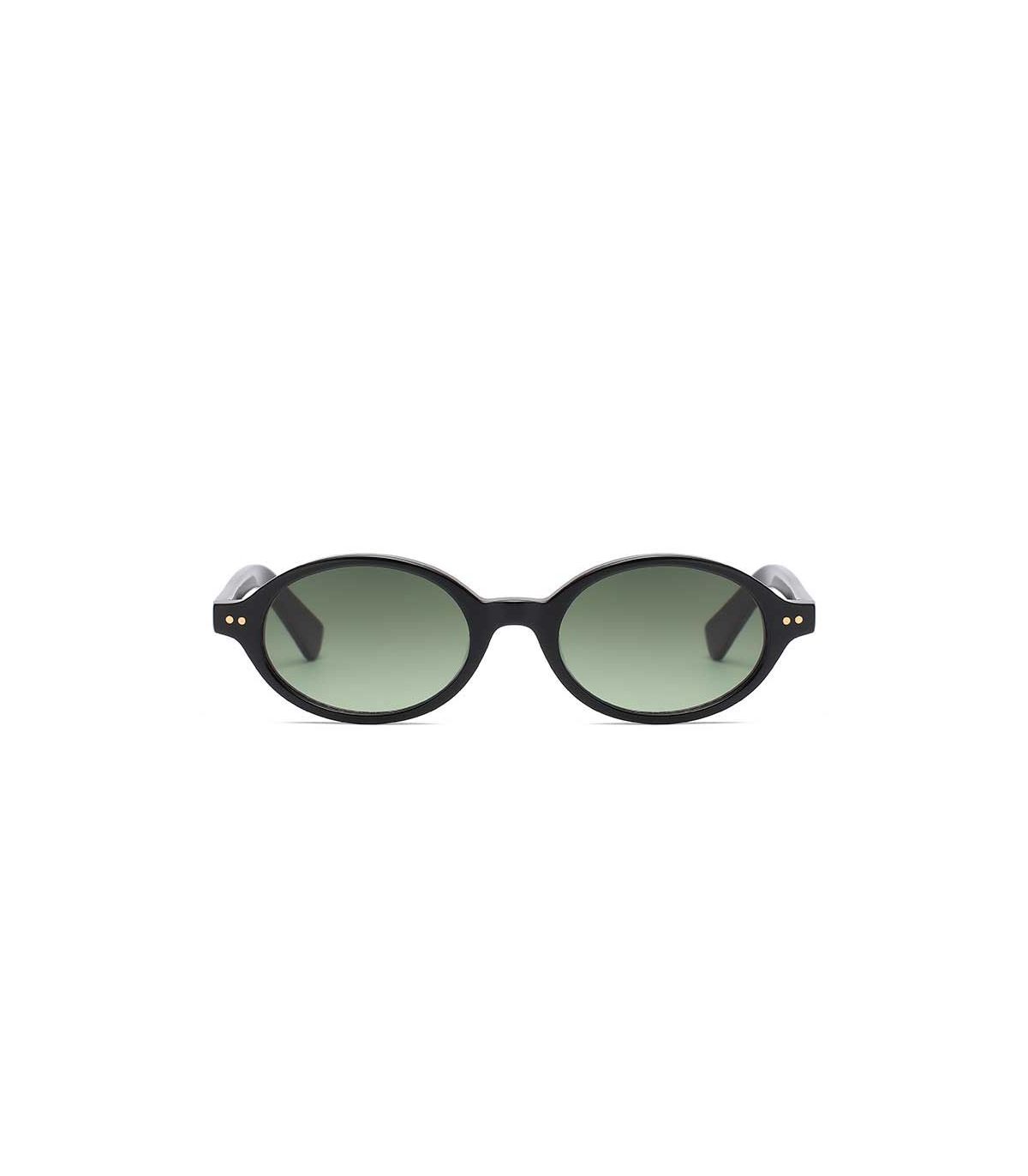 Ocean Gafas de Sol Polarizadas L,Espiguette Shiny Black / Green | Montura redonda retro