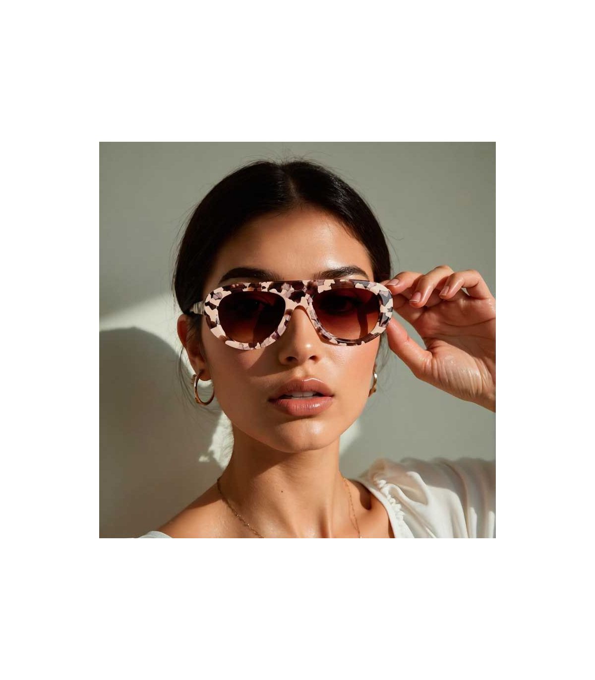Ocean Gafas de Sol Polarizadas Cote des Basques White / Brown | Marfil degradado anaranjado