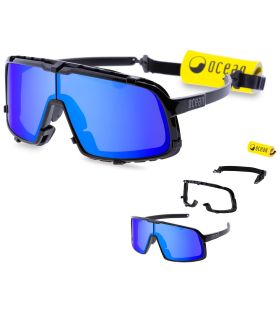 Gafas de sol deportivas Ocean Leu polarizadas en negro mate con lentes de espejo azul Blue Revo.