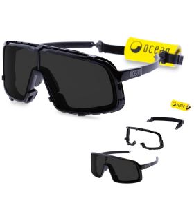 Gafas de sol polarizadas de running Ocean Leu negro mate con lentes ahumadas.