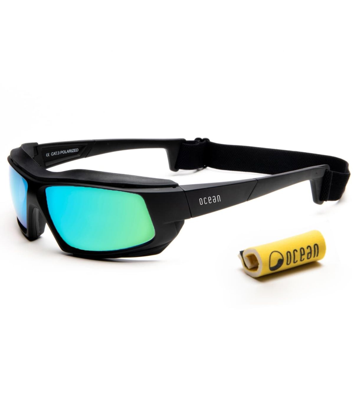 Gafas de sol polarizadas Ocean Paros Matte Black con lentes Blue Revo para running y deporte.
