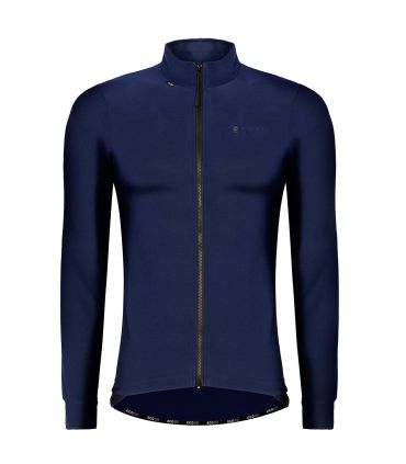 Chaqueta de ciclismo térmica y cortavientos Ecoon Puy de Dôme azul marino de tejido sostenible.