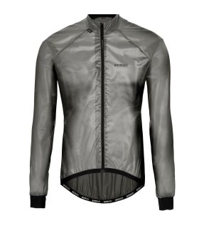 Chaqueta técnica de ciclismo Ecoon Saint Gervais negra, cortavientos y transpirable con ajuste ergonómico.