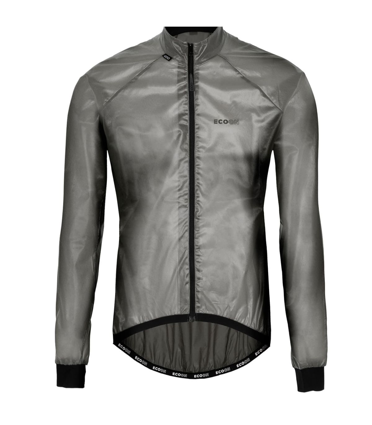 Chaqueta técnica de ciclismo Ecoon Saint Gervais negra, cortavientos y transpirable con ajuste ergonómico.