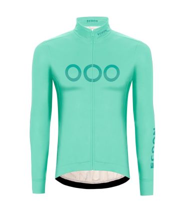 Chaqueta de ciclismo térmica y cortavientos Ecoon Mont Ventoux para hombre en color turquesa.