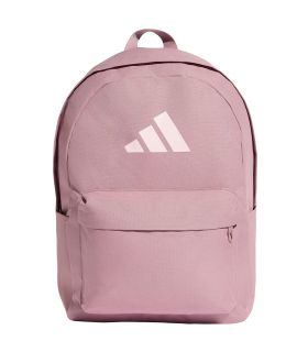 Mochila deportiva Adidas Classic 3 Bar Logo rosa para running y entrenamiento diario.