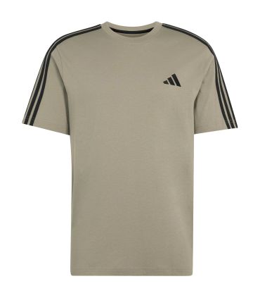 Camiseta Adidas Essentials 3 Stripes verde para hombre de running y entrenamiento