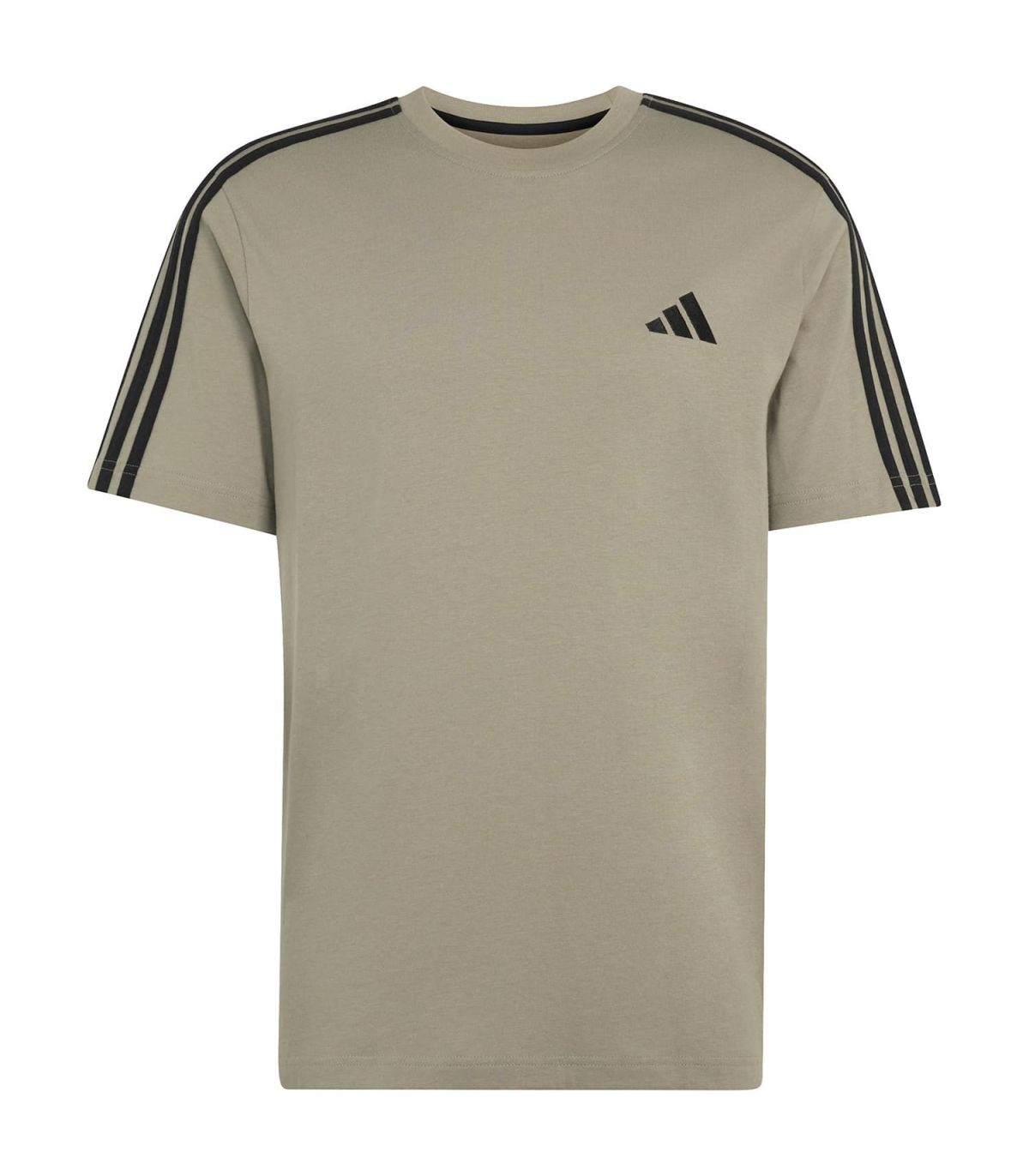 Camiseta Adidas Essentials 3 Stripes verde para hombre de running y entrenamiento