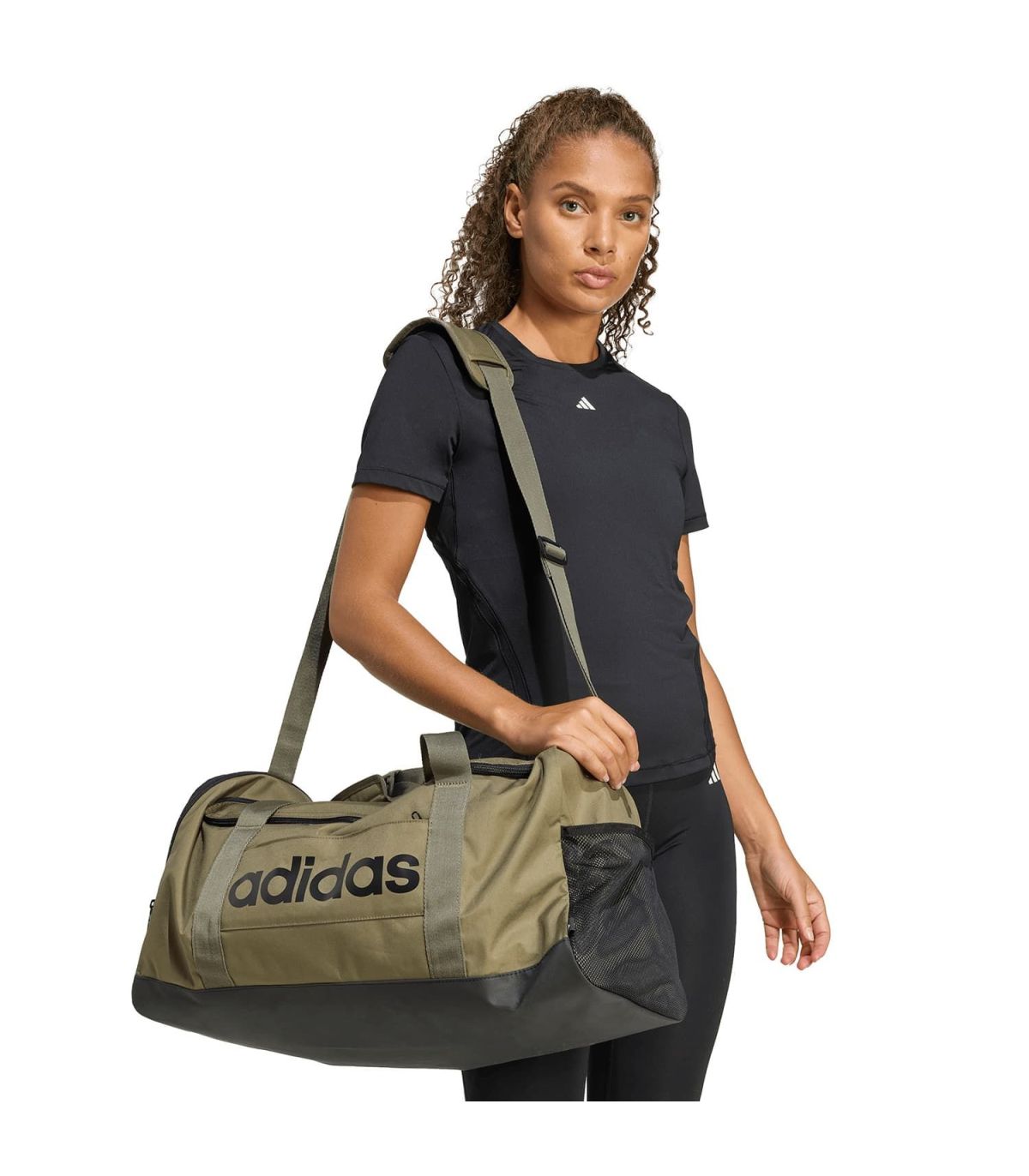 Adidas Bolsa de Deporte Mediana Linear Kaki | red de malla