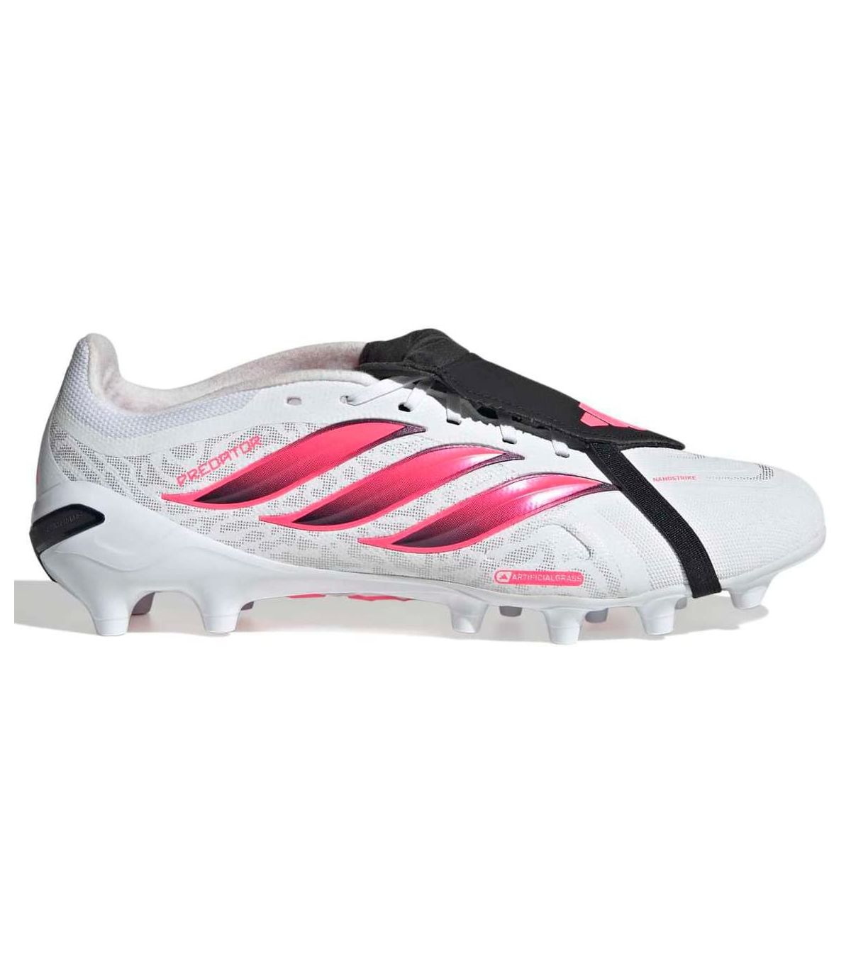 Botas de fútbol Adidas Predator League FT AG blancas con lengüeta plegable para césped artificial