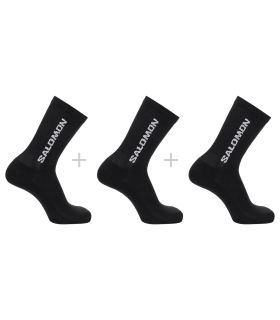 Pack de 3 pares de calcetines deportivos Salomon Everyday Crew negros con soporte de arco
