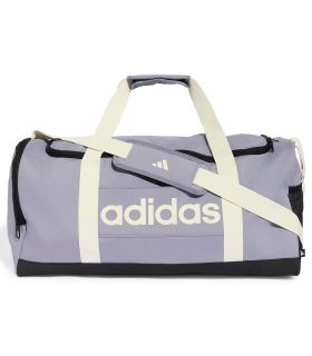 Bolsa de deporte mediana Adidas Linear morada con asas reforzadas y correa ergonómica para gimnasio