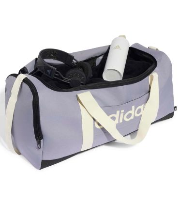 Adidas Bolsa de Deporte Mediana Linear Morado | tiras crema