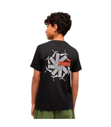 Puma Camiseta Ess Logo Lab Brand Black Niño | Detalle flúor