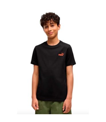 Puma Camiseta Ess Logo Lab Brand Black Niño | Detalle flúor