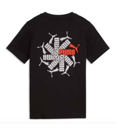 Puma Camiseta Ess Logo Lab Brand Black Niño | Detalle flúor