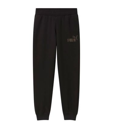 Pantalón deportivo negro Puma Ess+ con logo brillante de strass para niña